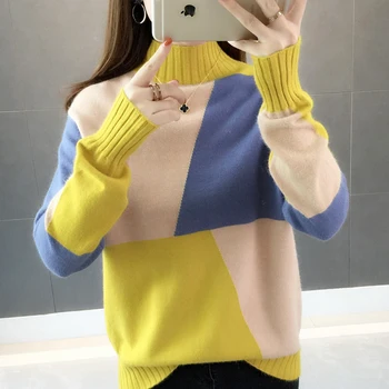 2021 iarna Noi Femei Tricotate Pulovere Femei Elegante Haine Guler Maneca Lunga Femei Bluze Casual, Bluze pentru Femei 5771 50