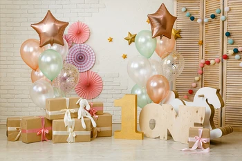 BEIPOTO tort pentru Copii smash fondul Fata de 1 an, prima petrecere de ziua banner foto copii booht fundal balon roz decor B-501