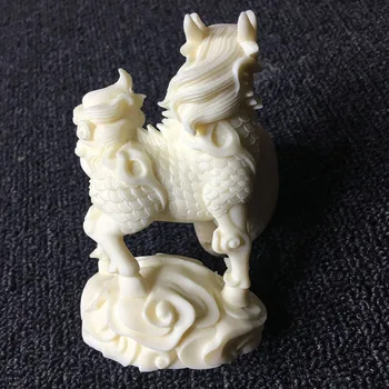 Un cuplu de Fildeș fructe kirinsmall model, alb material natural norocos animal sculptură, artă Modernă sculptura acasă decorare cadouri
