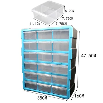 Mare de piese electronice cutie de depozitare Clasificarea din arca Multi-grilă tip sertar componente cutie-cutie de scule 18 sertare albastru