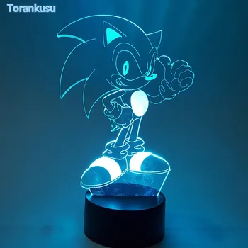 Sonic Ariciul Acțiune Figura Sonic 3D Veioza Iluzie Vizuală LED RGB Schimbarea Lămpii Sonic Model de Păpușă Jucărie 3D03