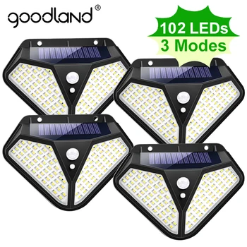 Goodland 102 100 LED Lumina Solara în aer liber Solare Lampă Alimentat de lumina Soarelui 3 Moduri de PIR Senzor de Mișcare pentru Decor Gradina de pe Wall Street
