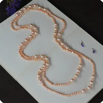 Vinde fierbinte elegant, Natural alb roz violet 3-4 mm 9-10 mm de apă dulce pearl lanț pulover colier 160 cm lungime moda bijuterii