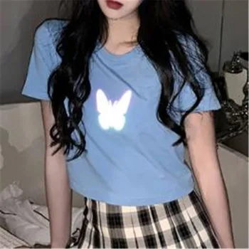 Liber Casual Fluture de Imprimare T-shirt Scurt Moda Vintage Streetwear Pop coreean Topuri Tricou T-shirt Femei Doamnelor Vară de Îmbrăcăminte