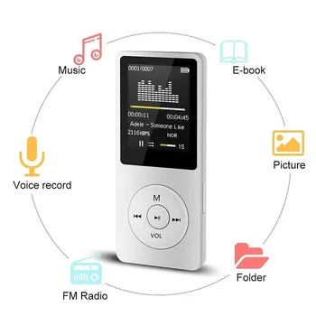 Moda Ultra-subțire Și Rece Portabil MP3 MP4 Player cu Ecran LCD FM Radio, Jocuri Video, Built-in Microfon de Înaltă fidelitate de Înregistrare