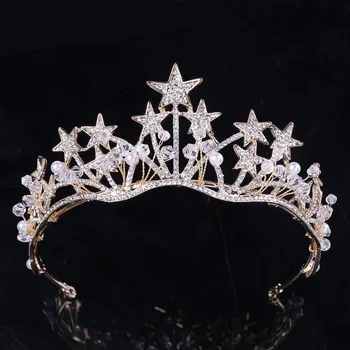 Cristal De Lux Star Bentițe De Epocă Stras Mireasa Diademe Coroana Bentita De Par De Nunta Bijuterii Tiara De Noiva Moda
