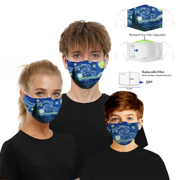 PM2.5 Anti praf Gura Masca Anti-ceață Filtru de carbon activ Masti de Fata bacterii dovada Gripa Anti-Poluare Multicolor Print masque