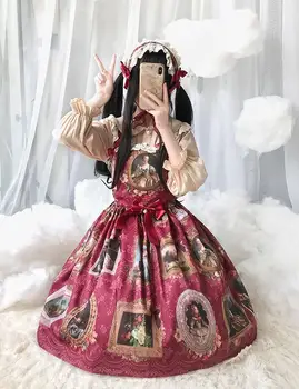 Imprimare de înaltă talie rochie victoriană fata kawaii lolita gotic jsk loli Palatului printesa dulce lolita rochie vintage din dantela bowknot