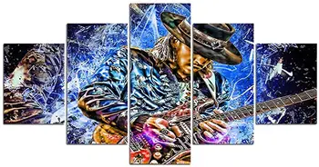 5 Piese de Muzică Abstractă Maestru Chitara Stevie Ray Vaughan și Afișele Tipărite Canvas Wall Art Poza pentru Living Decor Acasă