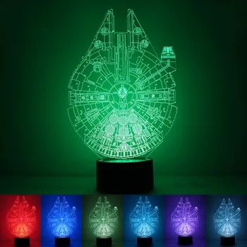 Star Wars Millennium Falcon 3D Lumina de Noapte În 7 Culori Schimbare LED-uri Lampa de Birou Jucarie Cadou