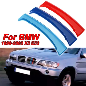 3 Culori Fața Rinichi Grătar Grila de Acoperire Clip Tapiterie M-Culoare Pentru BMW X5 E53 1999-2003 8 Poli Grila