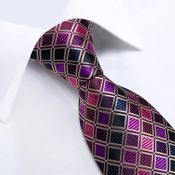 Moda Carouri Violet Cravate de Mătase 8cm de Afaceri Clasic de Nunta cu Cravata, Batista, Butoni Set Barbati Cadou Gravata Fulare DiBanGu
