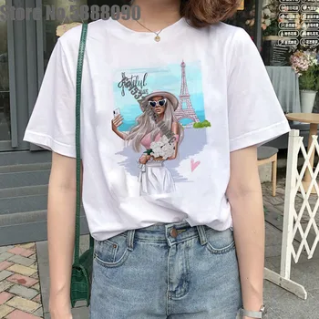 Printesa sef de sex Feminin de cafea Tricou Estetice Vogue fată Mama Copilului ' 90 tricou Harajuku Ulzzang Model de Imprimare de top de Vară tee de sex feminin