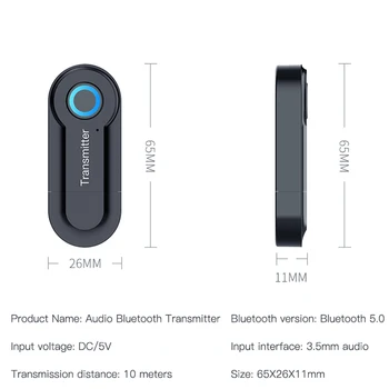 Wireless Bluetooth 5.0 Transmițător 3.5 MM Jack Audio de Muzică AUX Hifi Stereo Adaptor Unitate Gratuit Pentru TV, PC, Casti Difuzoare