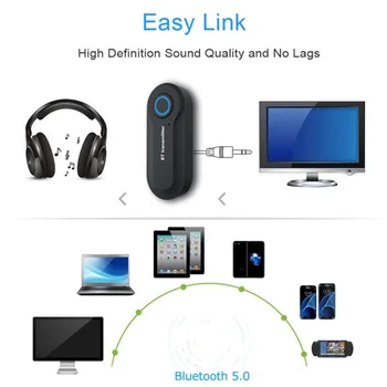 Wireless Bluetooth 5.0 Transmițător 3.5 MM Jack Audio de Muzică AUX Hifi Stereo Adaptor Unitate Gratuit Pentru TV, PC, Casti Difuzoare