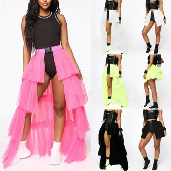 2020 Femei Fete Plasă De Fuste Cu Talie Înaltă Umbrela Fustele Doamnelor Stratificat Tul Fusta De Balet De Fuste 2 Stilul Femei Lung Fusta Mini Clubwear