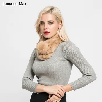 Jancoco Max 2019 Real Blana De Iepure Rex Eșarfă De Moda Pentru Femei Solide Șaluri Din Blană Naturală De Iarnă Ține De Cald Eșarfe S7138