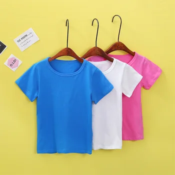 De vară pentru Copii T-shirt Solid de Culoare Tricouri Fete 2-8T Topuri Pentru Baieti din Bumbac Copii Teuri Școală Copilul Îmbrăcăminte exterioară