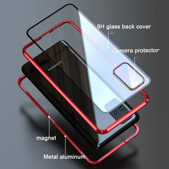 Metal Magnetic de Adsorbție Caz Pentru Samsung Galaxy A71 A51 A70 A50 A20 A30 A40 A7 2018 Sticla Înapoi la șocuri Armura Caz