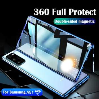Metal Magnetic de Adsorbție Caz Pentru Samsung Galaxy A71 A51 A70 A50 A20 A30 A40 A7 2018 Sticla Înapoi la șocuri Armura Caz
