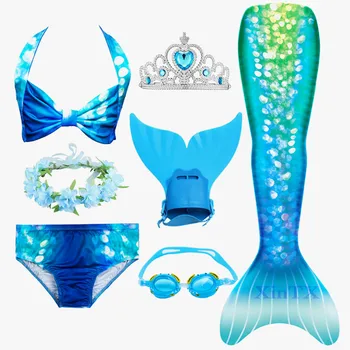 2020 FIERBINTE Copii Fete Sirena Cozi cu Fin costume de Baie Bikini Costum de Baie Haine Ariel Mica Sirena Coada de costume de Baie