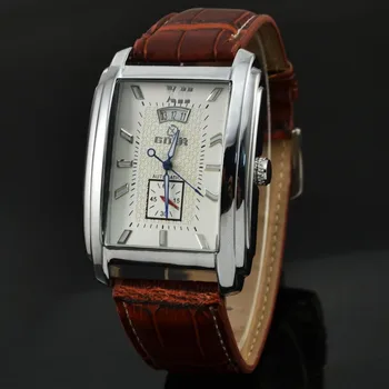 Noi afaceri de agrement automat mechanical ceas bărbați dreptunghiulară curea ceas