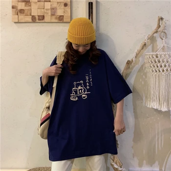 Fată Casual Tricou Streetwear Pierde Vara Tricou Femei Harajuku Jumătate Mâneci T-shirt, Blaturi Tee Hip Hop Liber Tricou Fete
