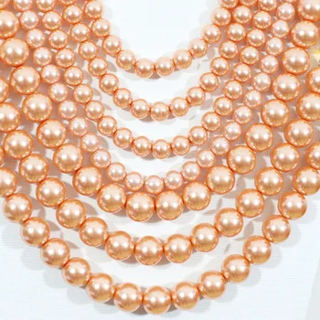 Stil European 7 rânduri colier cercei rotunde, portocalii, shell simulate-perle de cristal farmece set de bijuterii B1301
