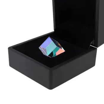 Prism Combina Cub 6sides Optice RGB Sticlă Len Pătrat Prismă cu Lumină Cutie Cadou B85C