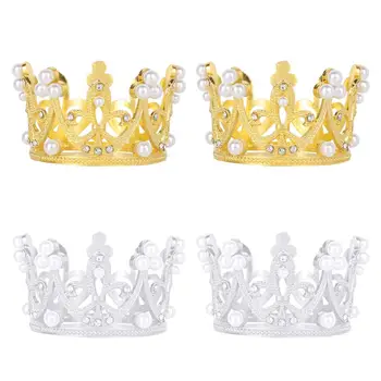 2 buc Fete Copii Drăguț Prințesă Stras de Cristal Pearl Mic Cerc Complet Coroana Rotunda Tiara Diadema de Nunta Ornament de Par