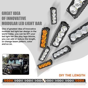 RacBox Modular de Lumină Led Bar 7,5 inch 40W Singur Rând de Cusaturi de Lucru cu Led-uri de Lumină de Chihlimbar Alb Inundații Loc Combo 4300K 6500K Masina Refit