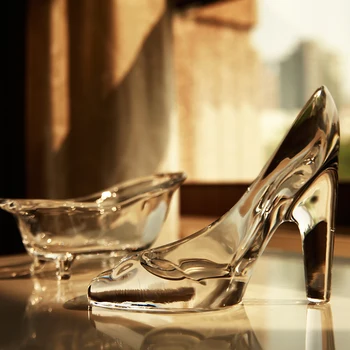 Printesa Pantofi de Cristal Transparent de Sticla cu Toc Înalt Pantofi de Nunta Cadouri de Ziua Îndrăgostiților Acasă Decorare Miniaturi Ornament