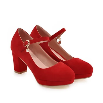 Femei elegante pantofi de Pompe de Curea Glezna Petrecere de Nunta Platforma Rochie Tocuri inalte 7.5 cm piele de Căprioară Pantofi Doamnelor zapatos de mujer 537-3