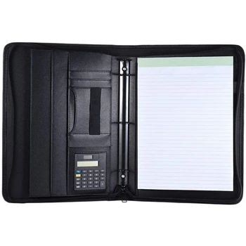 A4 Piele Portofoliului de Afaceri Padfolio Folder cu Business Card-U Flash Disk Suport Memo Pad Notă volante Buclă