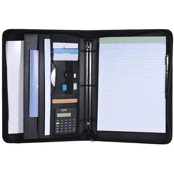 A4 Piele Portofoliului de Afaceri Padfolio Folder cu Business Card-U Flash Disk Suport Memo Pad Notă volante Buclă