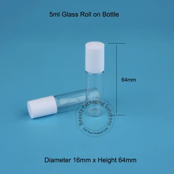 100buc/Lot en-Gros 5ml Pahar Ulei Esential de Sticla Mini 1/6OZ Cosmetice Rola Pe Sticla Returnabile Oală Capac Alb Ambalaje Mici
