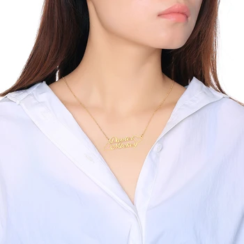 Personaliza Inima Două Nume Colier Pentru Femei Personalizate Din Oțel Inoxidabil De Aur Nume Personalizat De Bijuterii Prieten Cadou