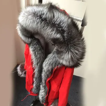 2020 Iarna Femei Naturala de vulpe guler de Blană haină de blană Adevărată jachete uza cald gros parka Artificiale garnitură de lână haina cu glugă