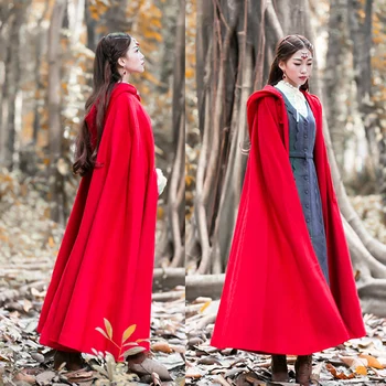 2019 toamna iarna pentru femei new retro mantie cu Glugă haina lungă secțiune de cod roșu mantie cald haina doamnelor w89