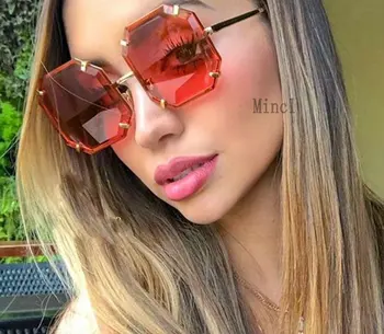 2019 Noua Moda Barbati Cadru Metalic Pătrat Stilul punk Gradient de ochelari de Soare Vintage Design de Brand Femei obiectiv clar Ochelari de Soare FML