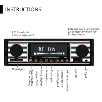 Auto Bluetooth player Radio Auto de Mașini de Epocă, Radio, Bluetooth Stereo MP3 Player Clasic Stil MP3/USB/SD/AUX/FM Player Auto