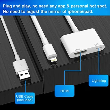 Adaptor HDMI Converter Nou 2 in 1 Plug and Play Digital Conector AV Compatibil pentru iPhone X XS MAX 8 7 Plus iPad iPod HD 1080p