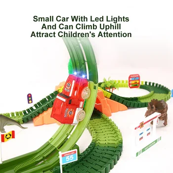 De cale ferată Magice Stralucitoare Flexibil Piesa Auto Dinozaur Feroviar Lume Parc de Învățământ Flash de Lumină Vehicul DIY Jucarii Cadou Pentru Copil Adult
