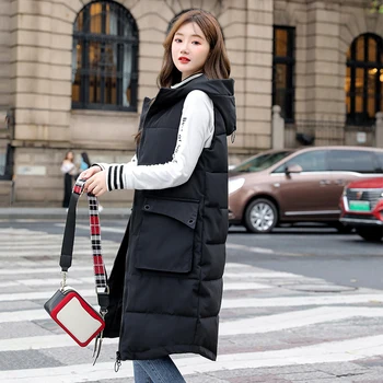 2020 Iarna Vesta Femei cu Gluga Solidă fără Mâneci Plus Dimensiune Grosime Parka Femeie coreeană Stil Liber Casual Gros Geaca de Femei