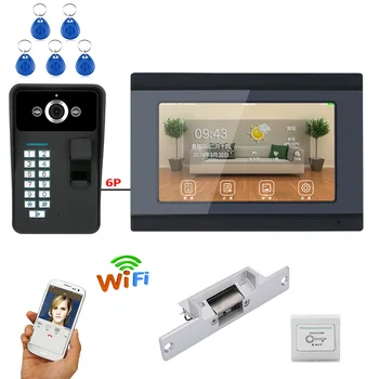 MAOTEWANG de 7 inch cu Fir / fără Fir Wifi Amprenta Video Ușa Telefon, Sonerie, Interfon cu Încuietoare Electrică