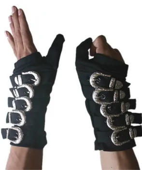 Retro MJ Michael Jackson Bad bandaj Negru Metal Negru Catarama din Aliaj de Moda Punk Club Mănuși Pentru Fani
