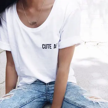 Drăguț Af Scrisoare Grafic T-Shirt Hipster Casual teuri Tumblr Înaltă Calitate Topuri tricouri Unisex Fata de ei, tricou haine plus dimensiunea