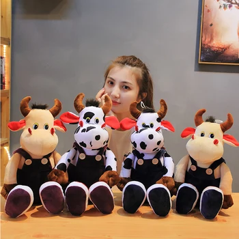 45-65cm Desene animate Vaca Cuplu Jucărie de Pluș Drăguț Bovine Animale Împăiate Bovine Moale Păpușă Potoli setea Papusa Cadou de Ziua de nastere Pentru Copii