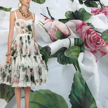 Primăvara și vara clasic forma de flori mici, imitație de bumbac imprimate tesatura pentru camasa rochie tesatura de imprimare poliester moda
