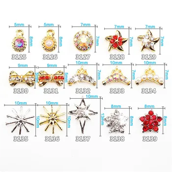 10buc Unghii stras Pearl Bowknot coroana steaua de mare din Aliaj de unghii accesorii Impregna Diamant bijuterii de unghii crystal nail art